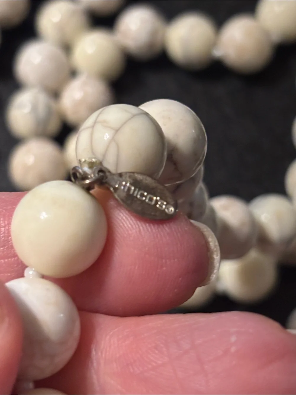 Chico's Cream Howlite-Style‎ Beaded Necklace